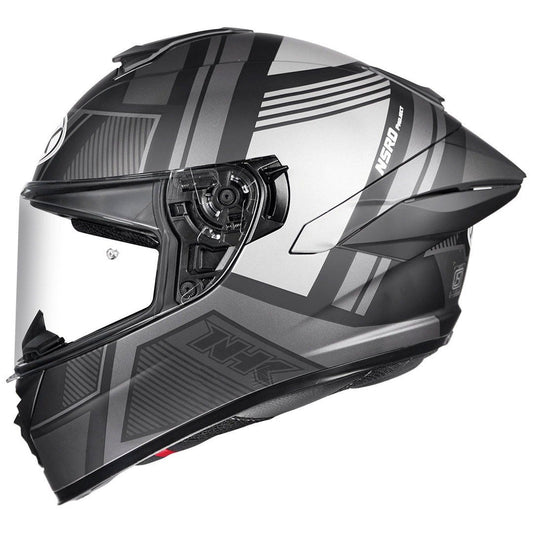 Motorcycle stripped black grey black full face helmet ISI/ECE - dual visor