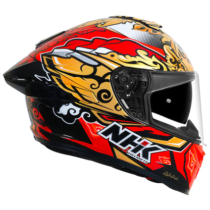 Motorcycle full face helmet indonesian ortala dragon decal black red glossy