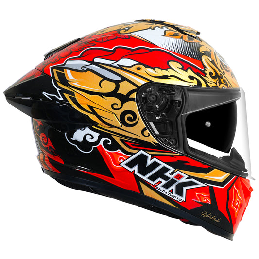 Motorcycle full face helmet indonesian ortala dragon decal black red glossy