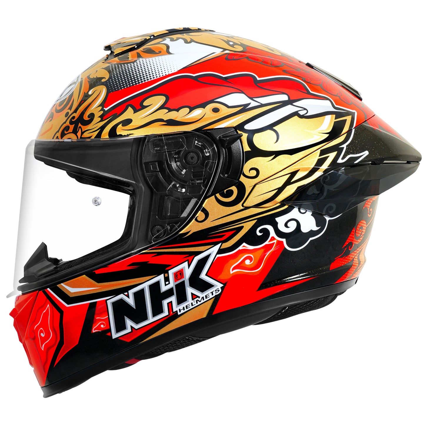 Motorcycle full face helmet indonesian ortala dragon decal black red glossy