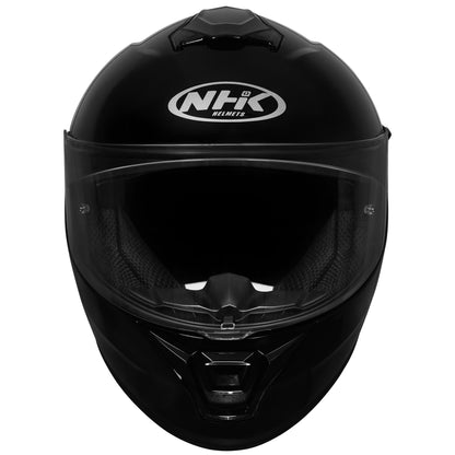 motorcycle full face helmet glossy black with white japanese words written on right side - dual visor / racing