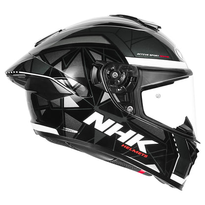 Motorcycle full face glossy silver black triangle geometric decal helmet - touring helmet 