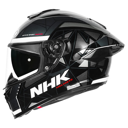 Motorcycle full face glossy silver black triangle geometric decal helmet - touring helmet 
