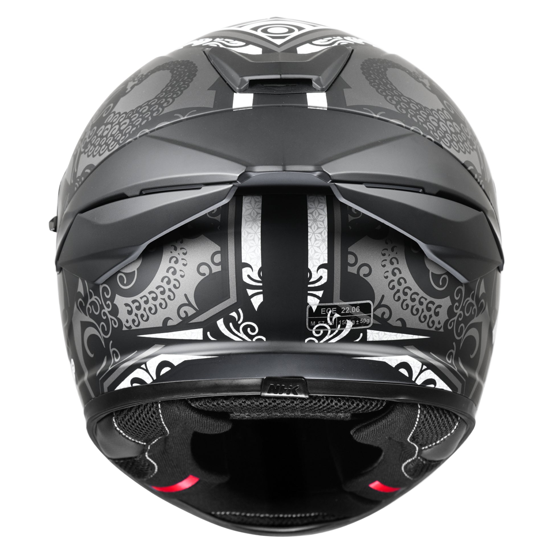 Motorcycle black grey matt indo traditional decal helmet