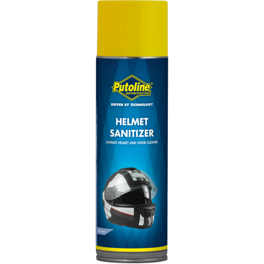 Motorcycle helmet cleaner and sanitizer foam spray