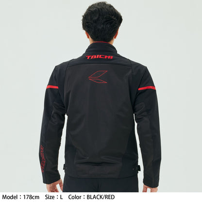 Motorcycle sporty mesh riding jacket CE level 2 black red