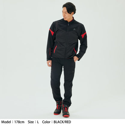 Motorcycle sporty mesh riding jacket CE level 2 black red