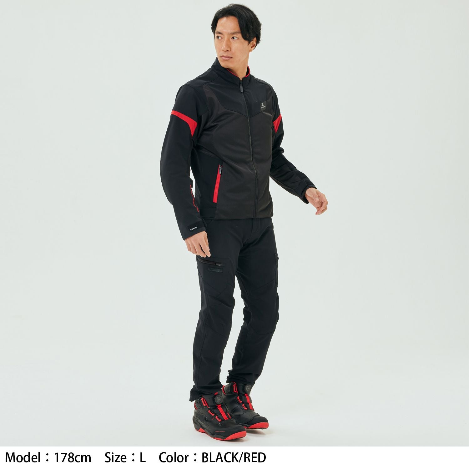 Motorcycle sporty mesh riding jacket CE level 2 black red