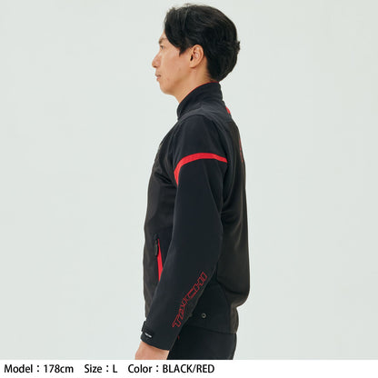 Motorcycle sporty mesh riding jacket CE level 2 black red