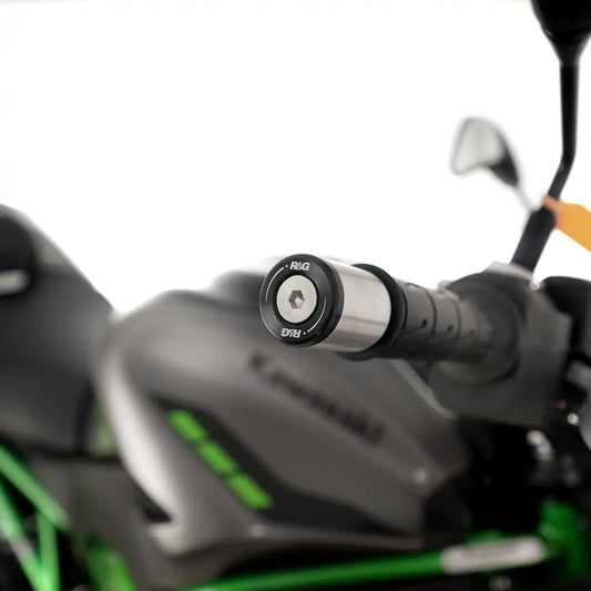 Motorcycle black tip silver body bar-end slider for kawasaki zx6r, zx4r , z900