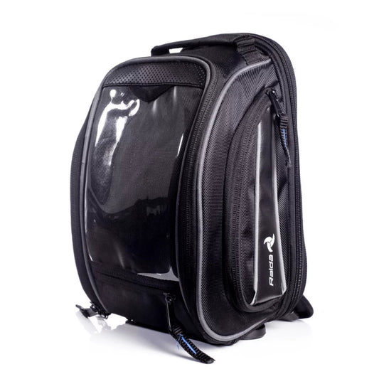 Motorcycle tank bag black with transparent mobile pouch 