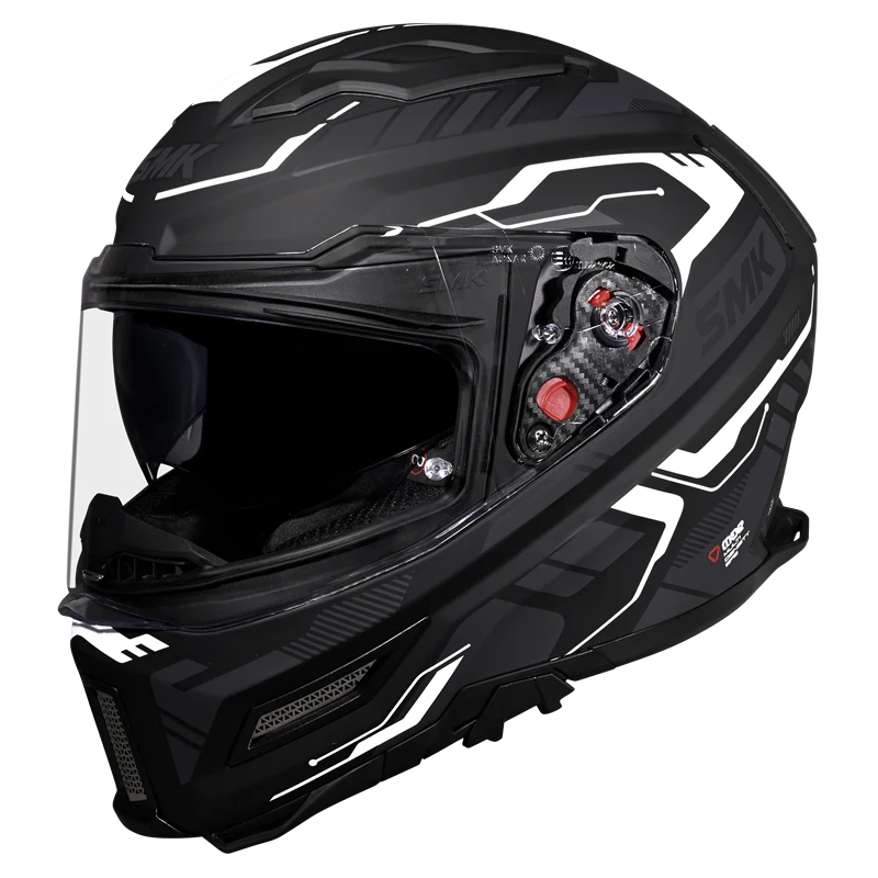Motorcycle gloss black white techno pattern full face helmet 