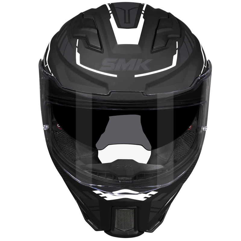 Motorcycle gloss black white techno pattern full face helmet 