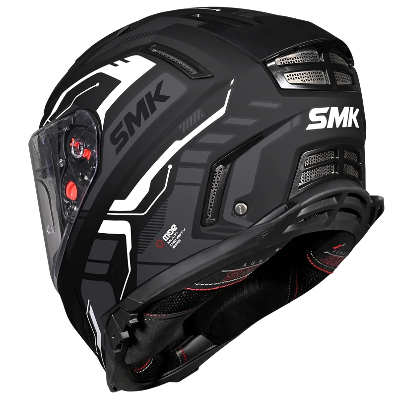 Motorcycle gloss black white techno pattern full face helmet 