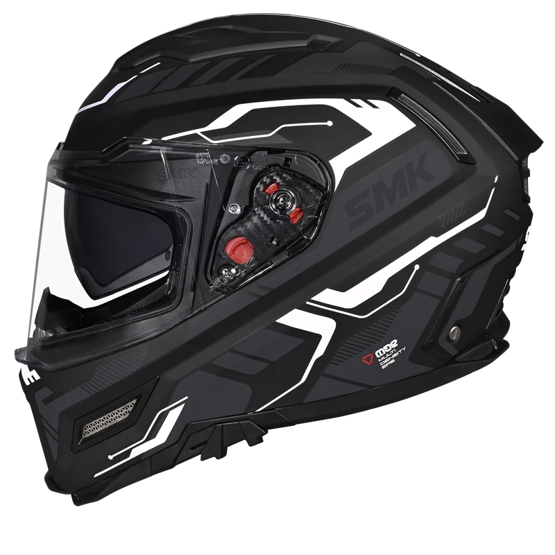 Motorcycle gloss black white techno pattern full face helmet 