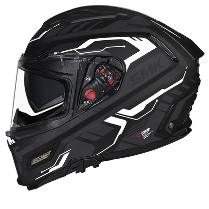 Motorcycle gloss black white techno pattern full face helmet 