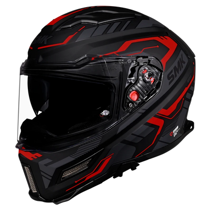 Motorcycle gloss black red techno pattern full face helmet 