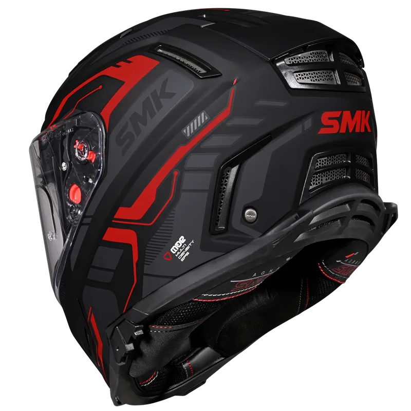 Motorcycle matt black red techno pattern full face helmet 