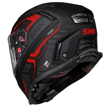 Motorcycle matt black red techno pattern full face helmet 