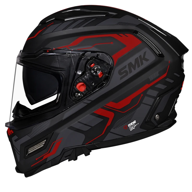 Motorcycle matt black red techno pattern full face helmet 