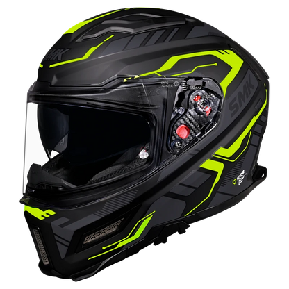 Motorcycle gloss black green techno pattern full face helmet 