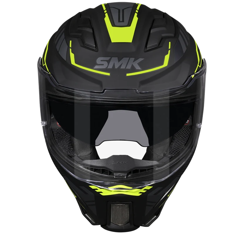 Motorcycle gloss black green techno pattern full face helmet 