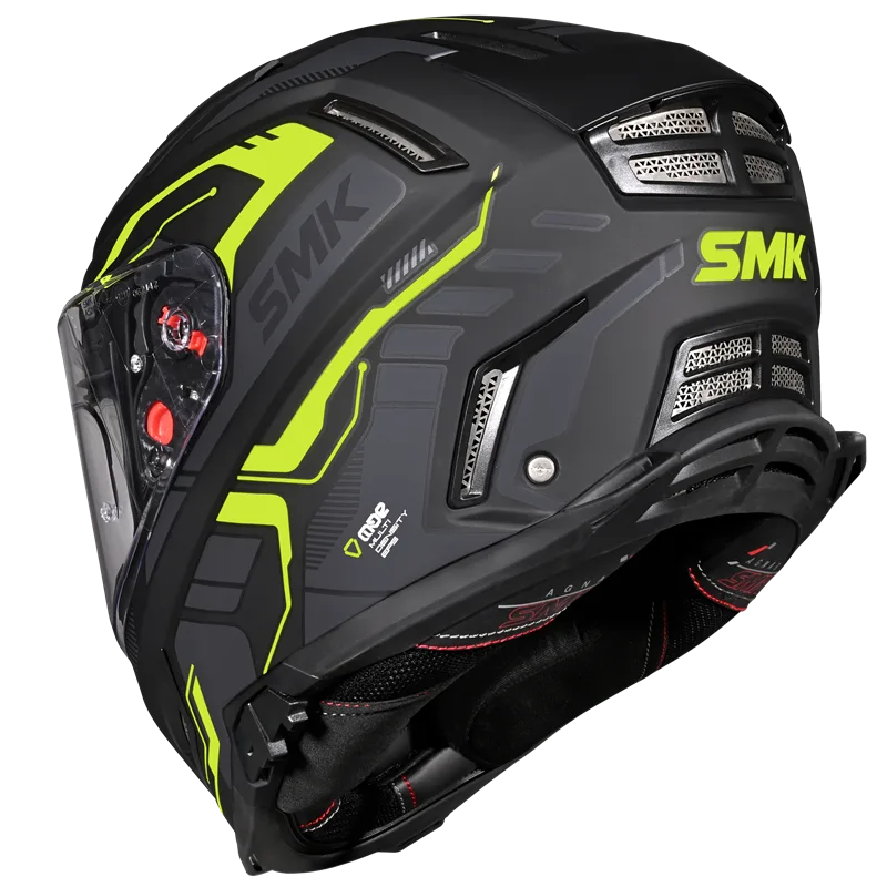 Motorcycle gloss black green techno pattern full face helmet 