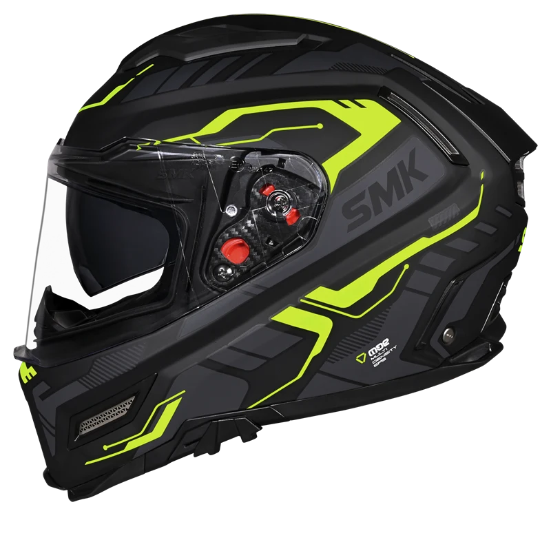 Motorcycle gloss black green techno pattern full face helmet 
