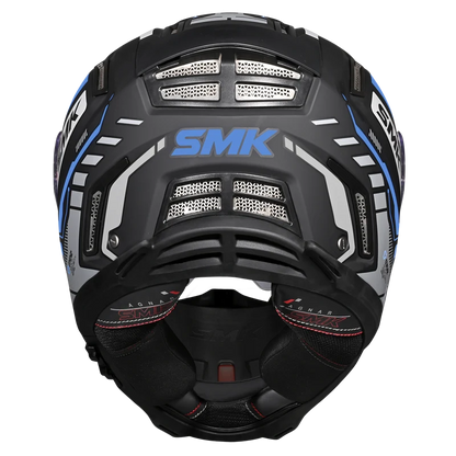 Motorcycle gloss black blue white techno pattern full face helmet 