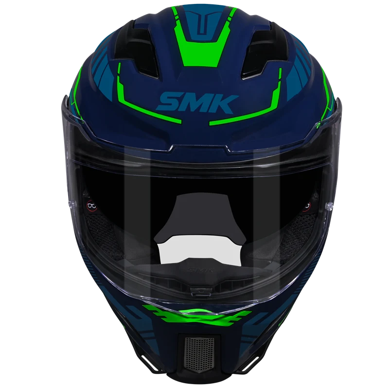 Motorcycle gloss blue green techno pattern full face helmet 