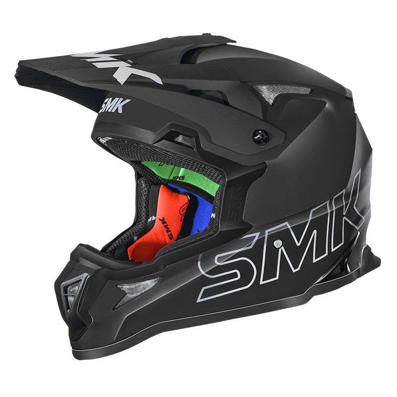 Motorcycle Adventure / motocross helmet matt black with colourful inner padding 