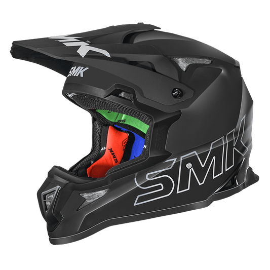 Motorcycle Adventure / motocross helmet matt black with colourful inner padding 