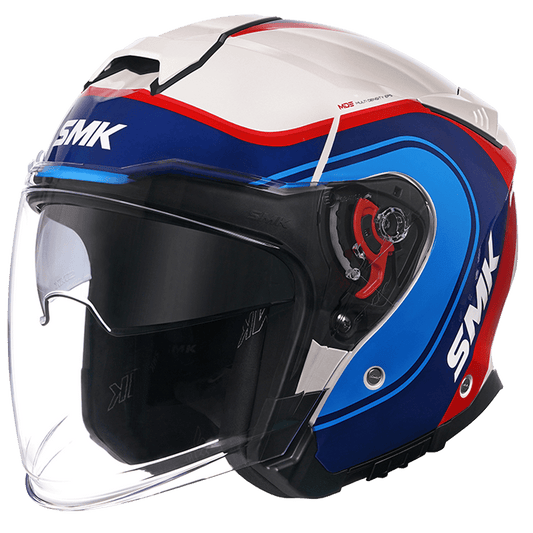 Motorcycle open face helmet with sun-visor , secure lock , air vents