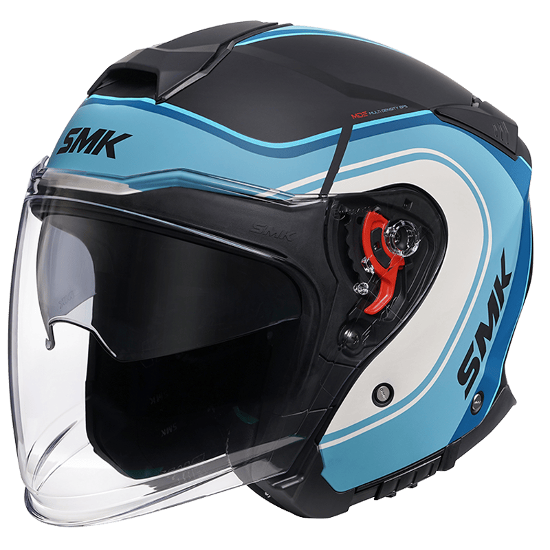Motorcycle open face helmet with sun-visor , secure lock , air vents