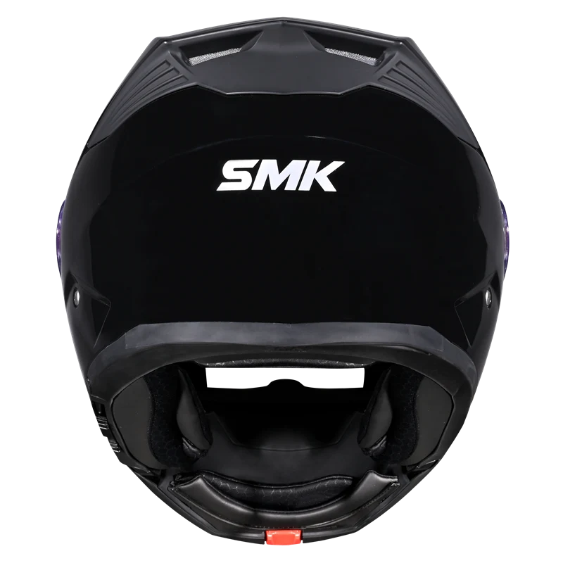 Motorcycle gloss black modular helmet with drop down sun-visor