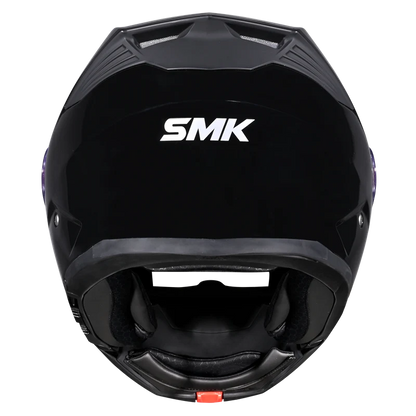 Motorcycle gloss black modular helmet with drop down sun-visor