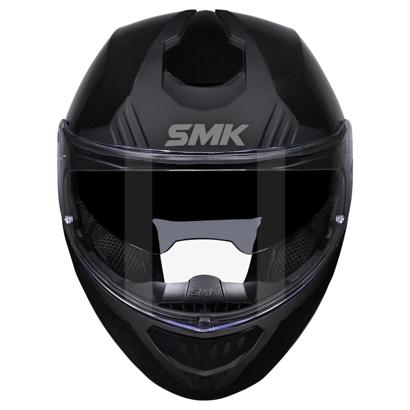 Motorcycle gloss black modular helmet with drop down sun-visor