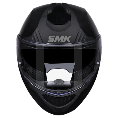 Motorcycle gloss black modular helmet with drop down sun-visor