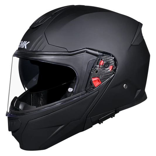 Motorcycle matt black modular helmet with drop down sun-visor