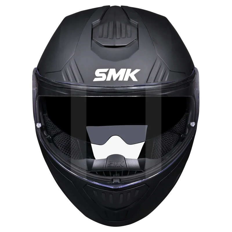 Motorcycle matt black modular helmet with drop down sun-visor