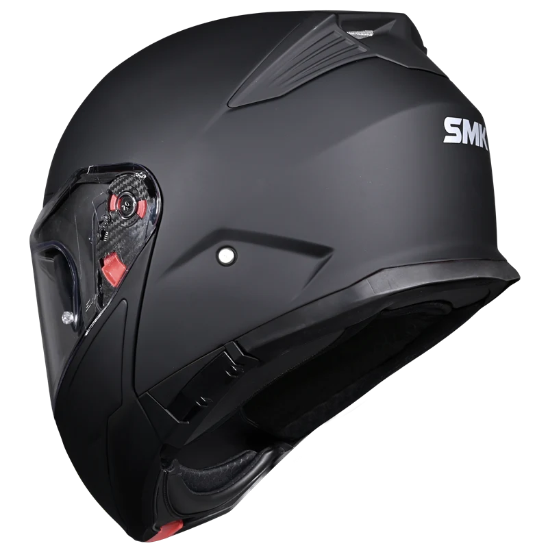 Motorcycle matt black modular helmet with drop down sun-visor