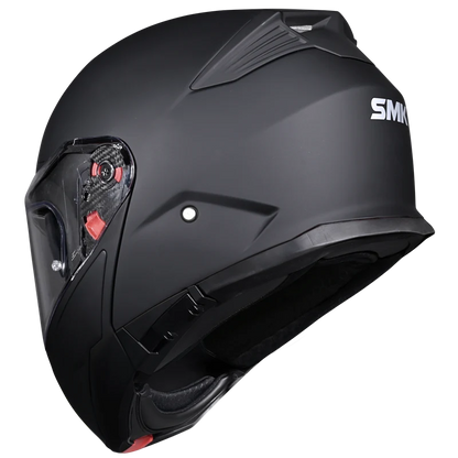Motorcycle matt black modular helmet with drop down sun-visor