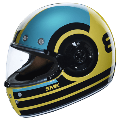 Motorcycle full face retro style helmet glossy blue black green