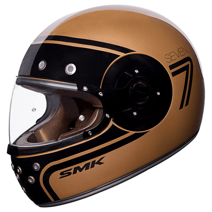 Motorcycle full face retro style helmet glossy black gold