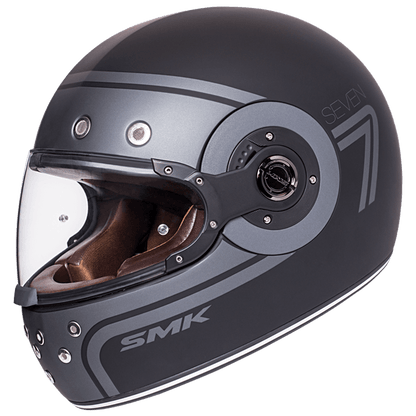 Motorcycle full face retro style helmet glossy black grey 