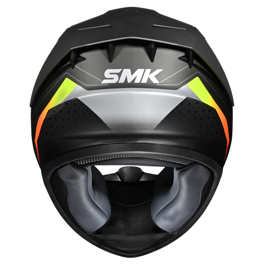 Motorcycle full face helmet gloss black grey yellow sun visor , extended spoiler 