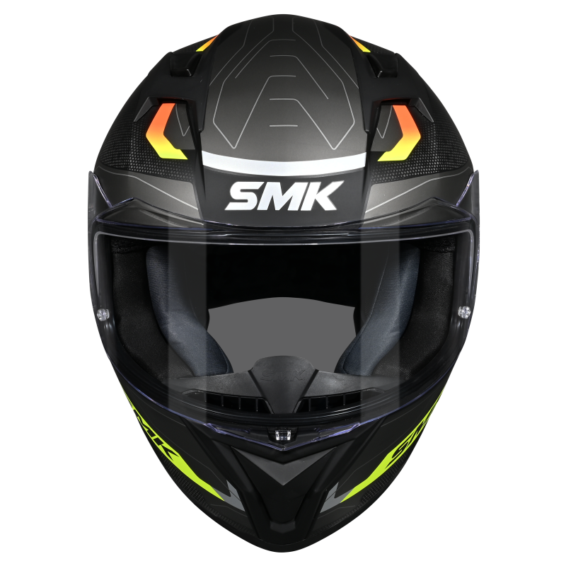 Motorcycle full face helmet gloss black grey yellow sun visor , extended spoiler 