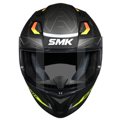 Motorcycle full face helmet gloss black grey yellow sun visor , extended spoiler 
