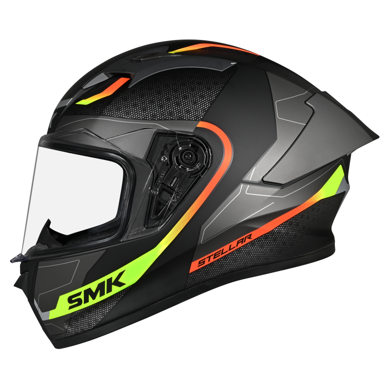 Motorcycle full face helmet gloss black grey yellow sun visor , extended spoiler 