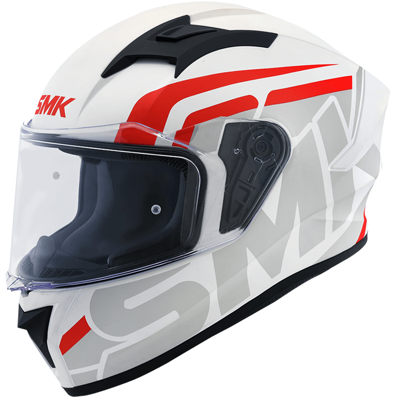 Motorcycle gloss white red outline brand logo helmet pinlock ready dual visor